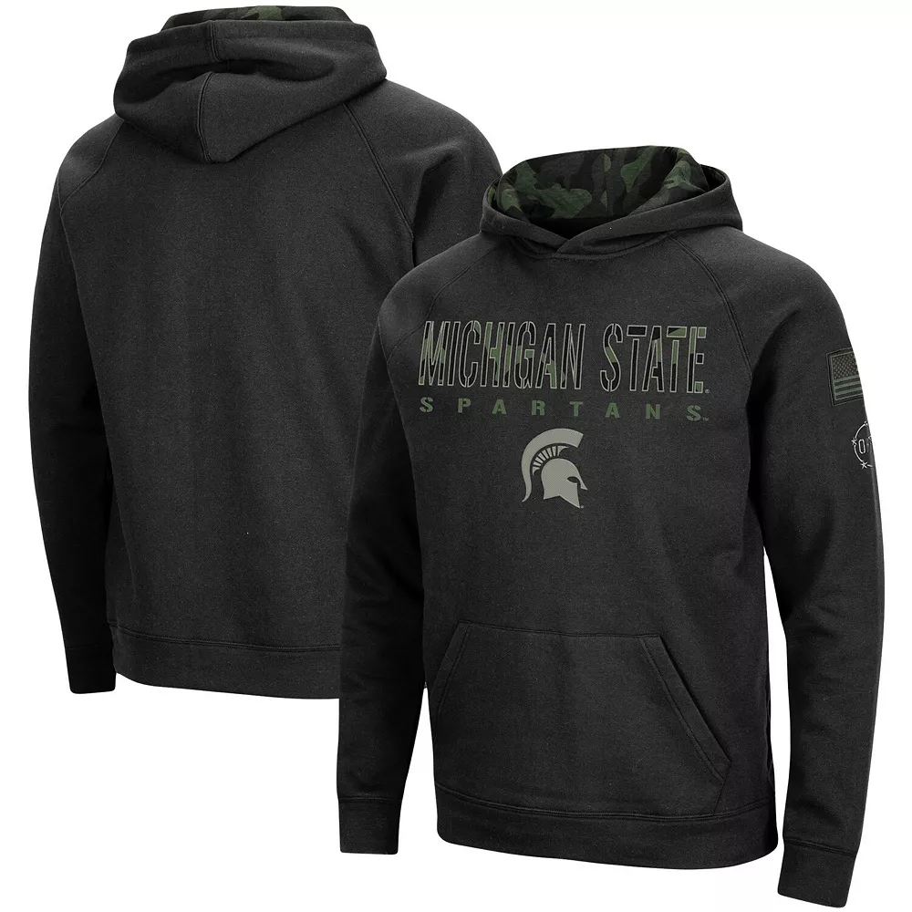 Men's Colosseum Black Michigan State Spartans Big & Tall OHT Military Appreciation Raglan Pullover Hoodie 1 Men's Colosseum Black Michigan State Spartans Big & Tall OHT Military Appreciation Raglan Pullover Hoodie