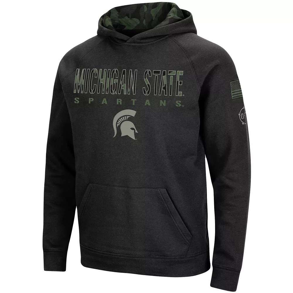 Men's Colosseum Black Michigan State Spartans Big & Tall OHT Military Appreciation Raglan Pullover Hoodie 3 Men's Colosseum Black Michigan State Spartans Big & Tall OHT Military Appreciation Raglan Pullover Hoodie - Image 3