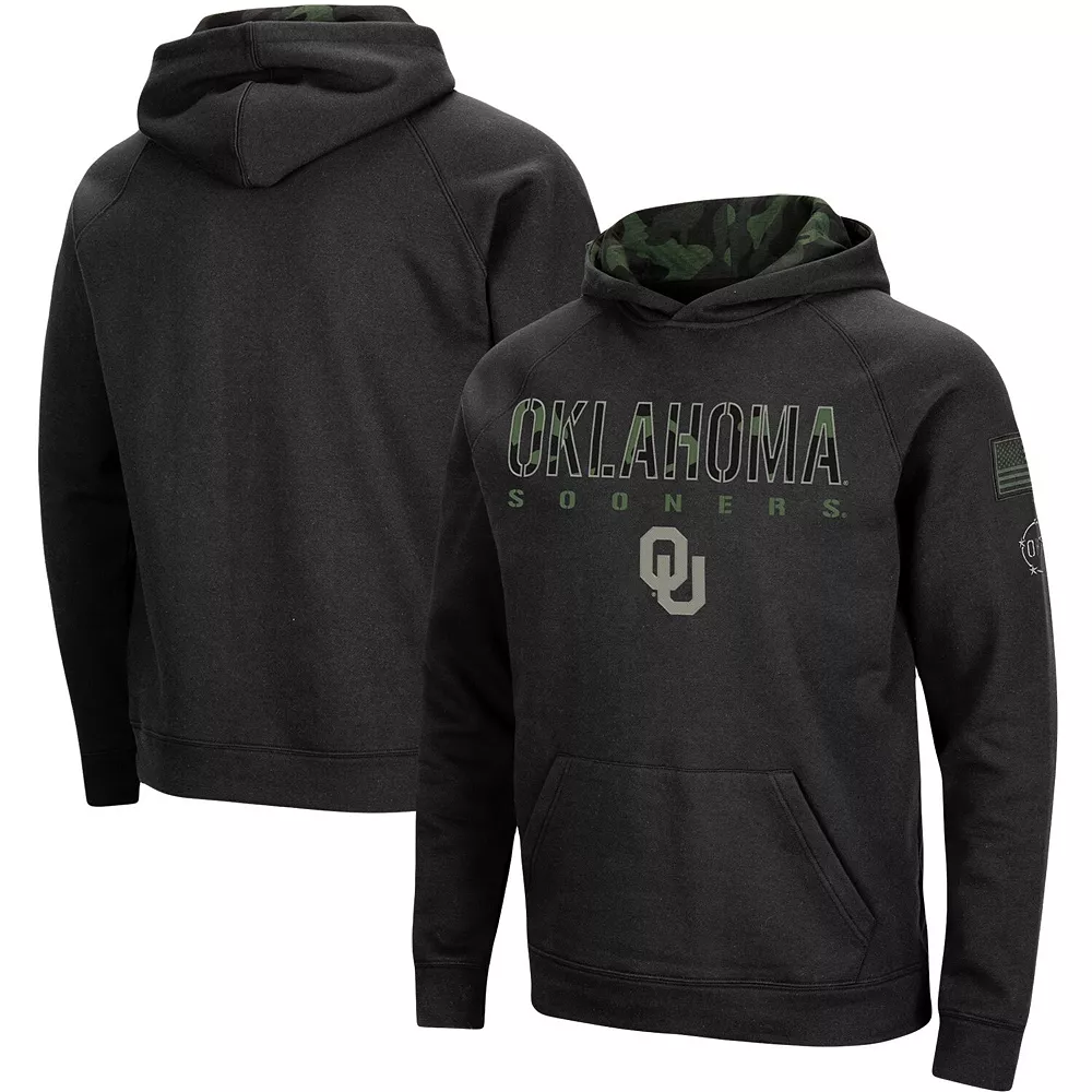 Men's Colosseum Black Oklahoma Sooners Big & Tall OHT Military Appreciation Raglan Pullover Hoodie 1 Men's Colosseum Black Oklahoma Sooners Big & Tall OHT Military Appreciation Raglan Pullover Hoodie