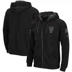 Men's Colosseum Black NC State Wolfpack OHT Military Appreciation Waffle Full-Zip Hoodie