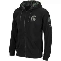 Men's Colosseum Black Michigan State Spartans OHT Military Appreciation Waffle Full-Zip Hoodie -Colosseum shop 4787150 ALT2