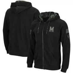 Men's Colosseum Black Maryland Terrapins OHT Military Appreciation Waffle Full-Zip Hoodie
