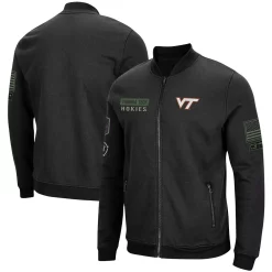 Men's Colosseum Black Virginia Tech Hokies OHT Military Appreciation High-Speed Bomber Full-Zip Jacket