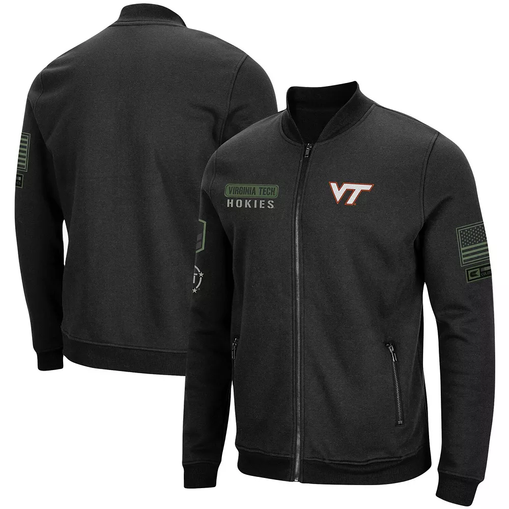 Men's Colosseum Black Virginia Tech Hokies OHT Military Appreciation High-Speed Bomber Full-Zip Jacket 1 Men's Colosseum Black Virginia Tech Hokies OHT Military Appreciation High-Speed Bomber Full-Zip Jacket