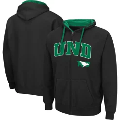 Men's Colosseum Black North Dakota Arch & Logo 2.0 Full-Zip Hoodie