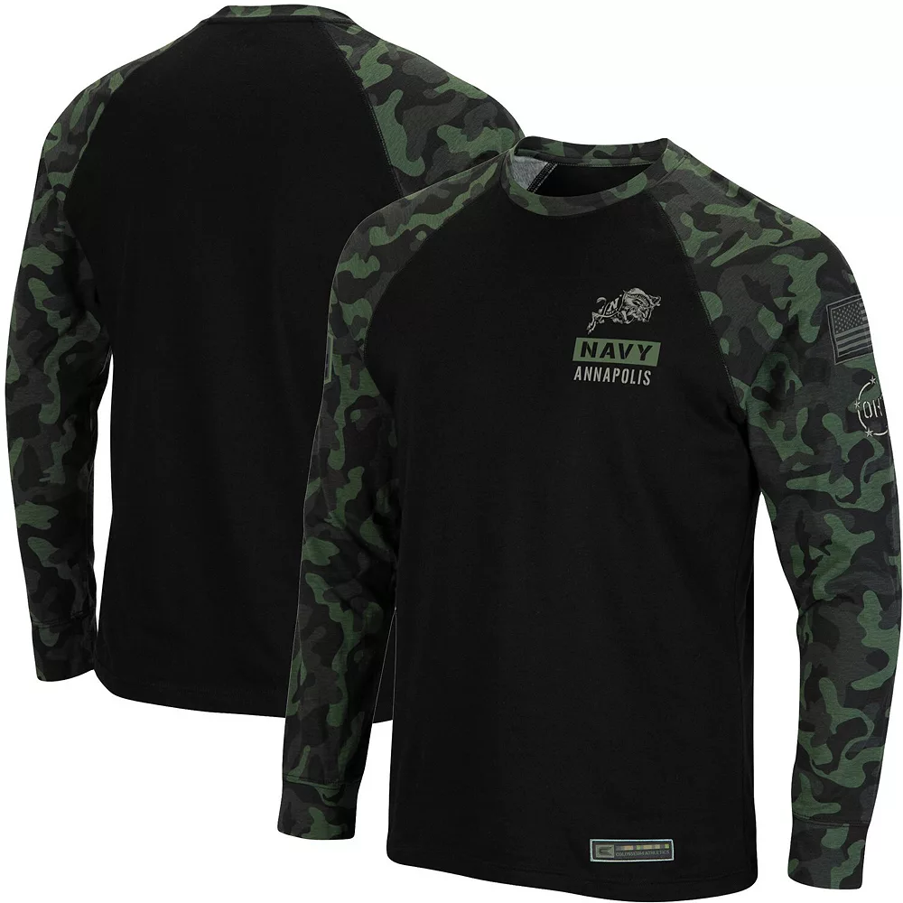 Men's Colosseum Black Navy Midshipmen OHT Military Appreciation Camo Raglan Long Sleeve T-Shirt 1 Men's Colosseum Black Navy Midshipmen OHT Military Appreciation Camo Raglan Long Sleeve T-Shirt