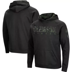 Men's Colosseum Black Clemson Tigers Big & Tall OHT Military Appreciation Raglan Pullover Hoodie