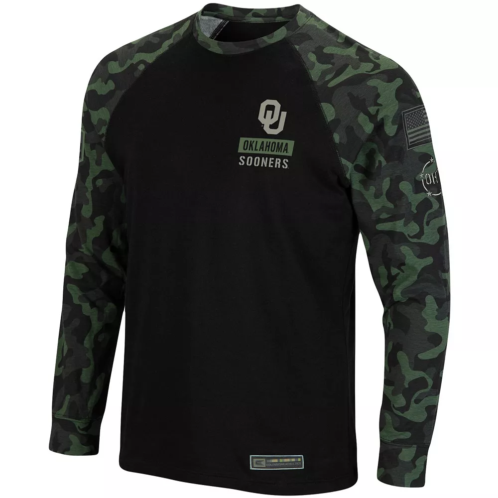 Men's Colosseum Black Oklahoma Sooners OHT Military Appreciation Camo Raglan Long Sleeve T-Shirt 3 Men's Colosseum Black Oklahoma Sooners OHT Military Appreciation Camo Raglan Long Sleeve T-Shirt - Image 3