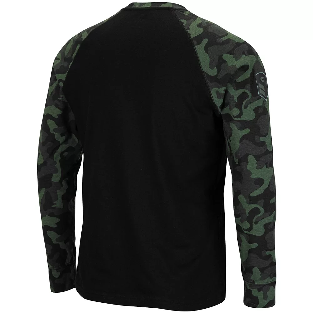 Men's Colosseum Black Oklahoma Sooners OHT Military Appreciation Camo Raglan Long Sleeve T-Shirt 4 Men's Colosseum Black Oklahoma Sooners OHT Military Appreciation Camo Raglan Long Sleeve T-Shirt - Image 4