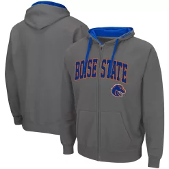 Men's Colosseum Charcoal Boise State Broncos Arch & Logo 2.0 Full-Zip Hoodie