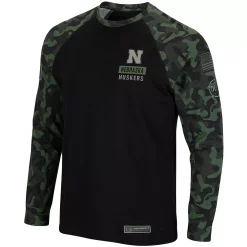 Men's Colosseum Black Nebraska Huskers OHT Military Appreciation Camo Raglan Long Sleeve T-Shirt -Colosseum shop 4802063 ALT2