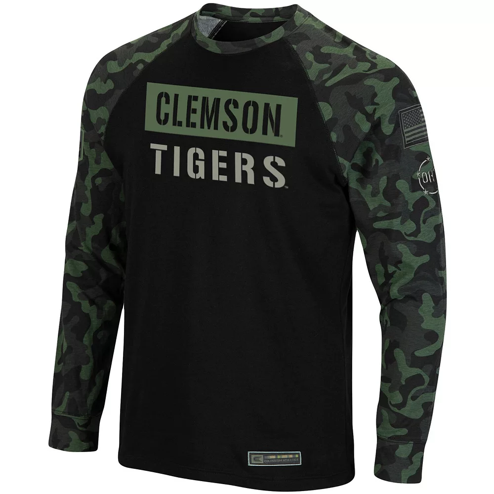 Men's Colosseum Black/Camo Clemson Tigers OHT Military Appreciation Big & Tall Raglan Long Sleeve T-Shirt 3 Men's Colosseum Black/Camo Clemson Tigers OHT Military Appreciation Big & Tall Raglan Long Sleeve T-Shirt - Image 3