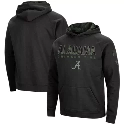 Men's Colosseum Black Alabama Crimson Tide Big & Tall OHT Military Appreciation Raglan Pullover Hoodie