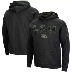 Men's Colosseum Black LSU Tigers Big & Tall OHT Military Appreciation Raglan Pullover Hoodie