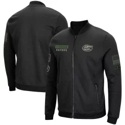 Men's Colosseum Black Florida Gators OHT Military Appreciation High-Speed Bomber Full-Zip Jacket