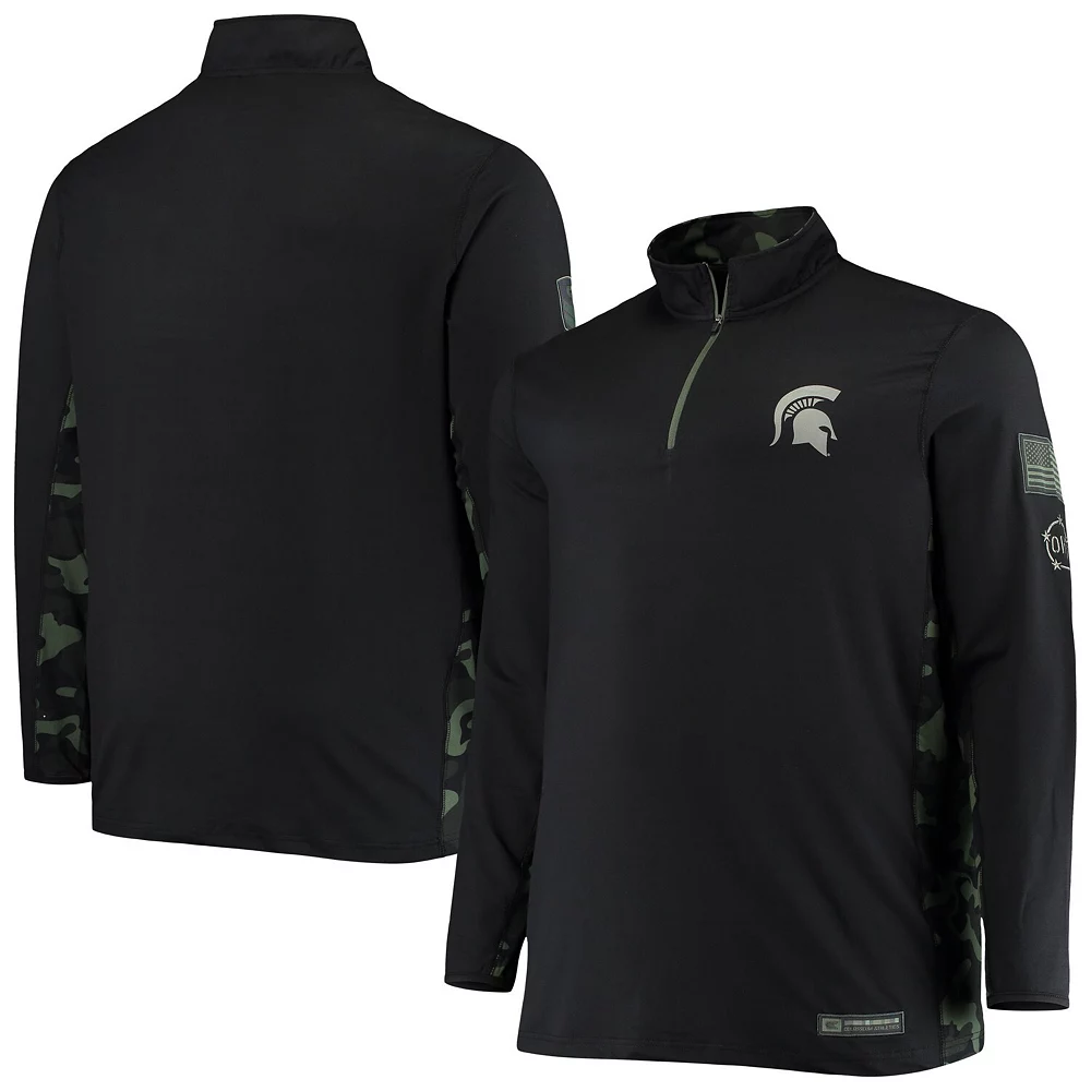 Men's Colosseum Black Michigan State Spartans OHT Military Appreciation Big & Tall Quarter-Zip Jacket 1 Men's Colosseum Black Michigan State Spartans OHT Military Appreciation Big & Tall Quarter-Zip Jacket