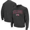 Men's Colosseum Charcoal Mississippi State Bulldogs Arch & Logo Tackle Twill Pullover Sweatshirt