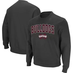 Men's Colosseum Charcoal Mississippi State Bulldogs Arch & Logo Tackle Twill Pullover Sweatshirt