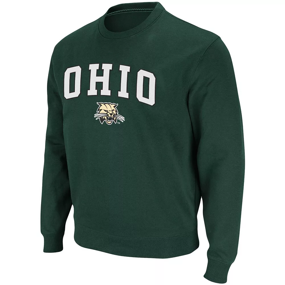 Men's Colosseum Green Ohio Bobcats Arch & Logo Tackle Twill Pullover Sweatshirt 3 Men's Colosseum Green Ohio Bobcats Arch & Logo Tackle Twill Pullover Sweatshirt - Image 3