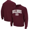 Men's Colosseum Maroon Mississippi State Bulldogs Arch & Logo Tackle Twill Pullover Sweatshirt