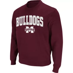 Men's Colosseum Maroon Mississippi State Bulldogs Arch & Logo Tackle Twill Pullover Sweatshirt -Colosseum shop 4811786 ALT2