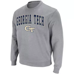Men's Colosseum Heathered Gray Georgia Tech Yellow Jackets Arch & Logo Tackle Twill Pullover Sweatshirt -Colosseum shop 4822998 ALT2