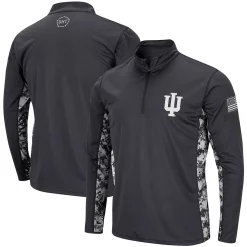 Men's Colosseum Charcoal Indiana Hoosiers OHT Military Appreciation Digi Camo Quarter-Zip Jacket