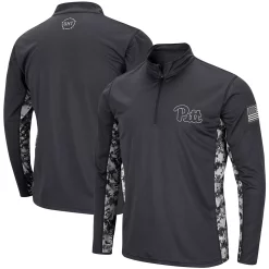 Men's Colosseum Charcoal Pitt Panthers OHT Military Appreciation Digi Camo Quarter-Zip Jacket