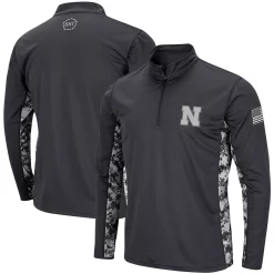 Men's Colosseum Charcoal Nebraska Huskers OHT Military Appreciation Digi Camo Quarter-Zip Jacket