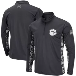 Men's Colosseum Charcoal Clemson Tigers OHT Military Appreciation Digi Camo Quarter-Zip Jacket