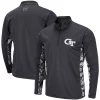 Men's Colosseum Charcoal Georgia Tech Yellow Jackets OHT Military Appreciation Digi Camo Quarter-Zip Jacket