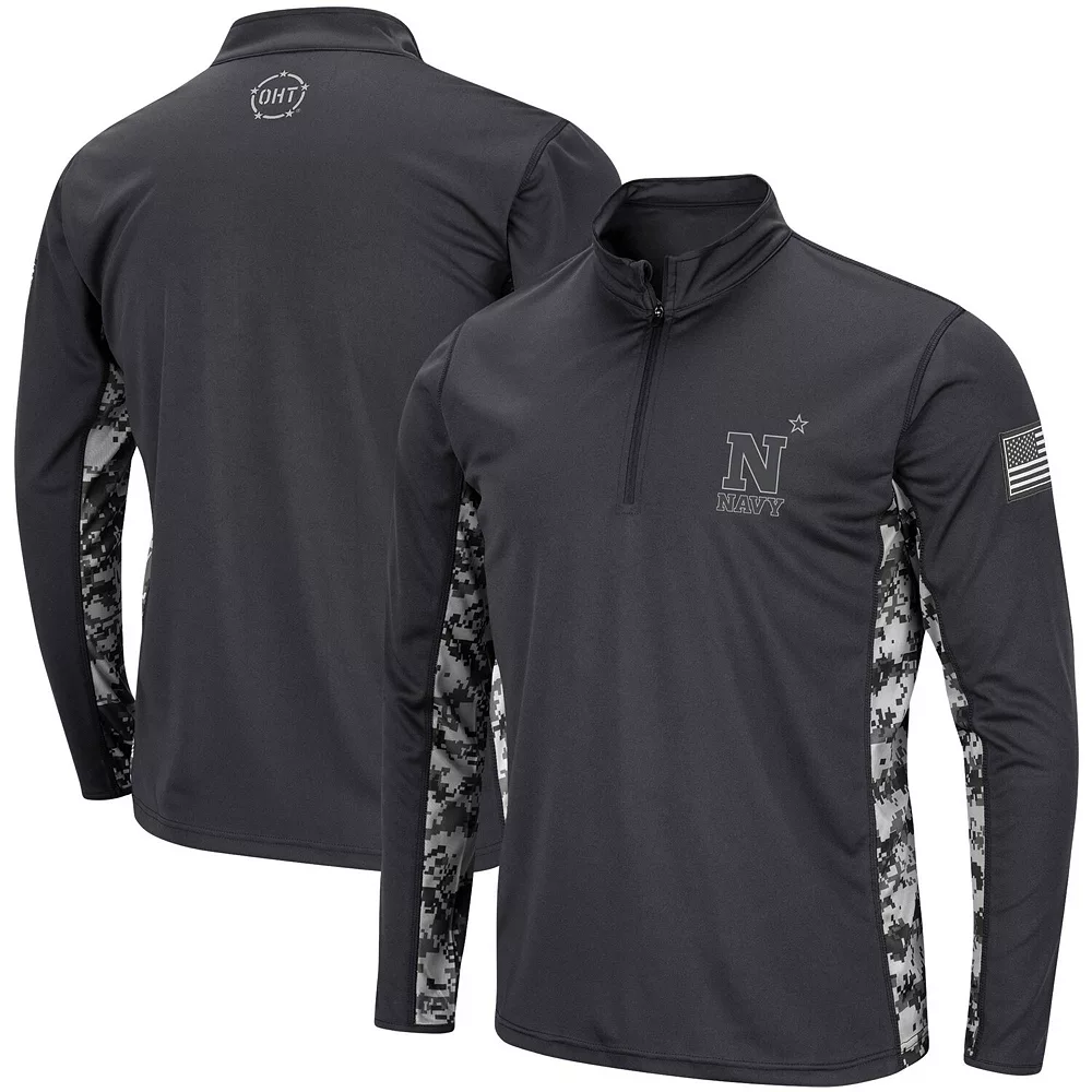 Men's Colosseum Charcoal Navy Midshipmen OHT Military Appreciation Digi Camo Quarter-Zip Jacket 2 Men's Colosseum Charcoal Navy Midshipmen OHT Military Appreciation Digi Camo Quarter-Zip Jacket - Image 2
