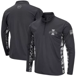 Men's Colosseum Charcoal Iowa State Cyclones OHT Military Appreciation Digi Camo Quarter-Zip Jacket