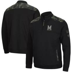 Men's Colosseum Black Maryland Terrapins OHT Military Appreciation Commo Fleece Quarter-Zip Jacket