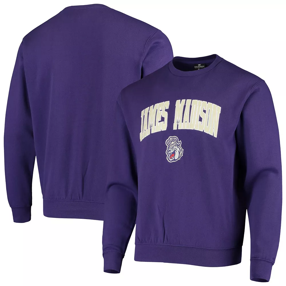 Men's Colosseum Purple James Madison Dukes Arch & Logo Tackle Twill Pullover Sweatshirt 2 Men's Colosseum Purple James Madison Dukes Arch & Logo Tackle Twill Pullover Sweatshirt - Image 2