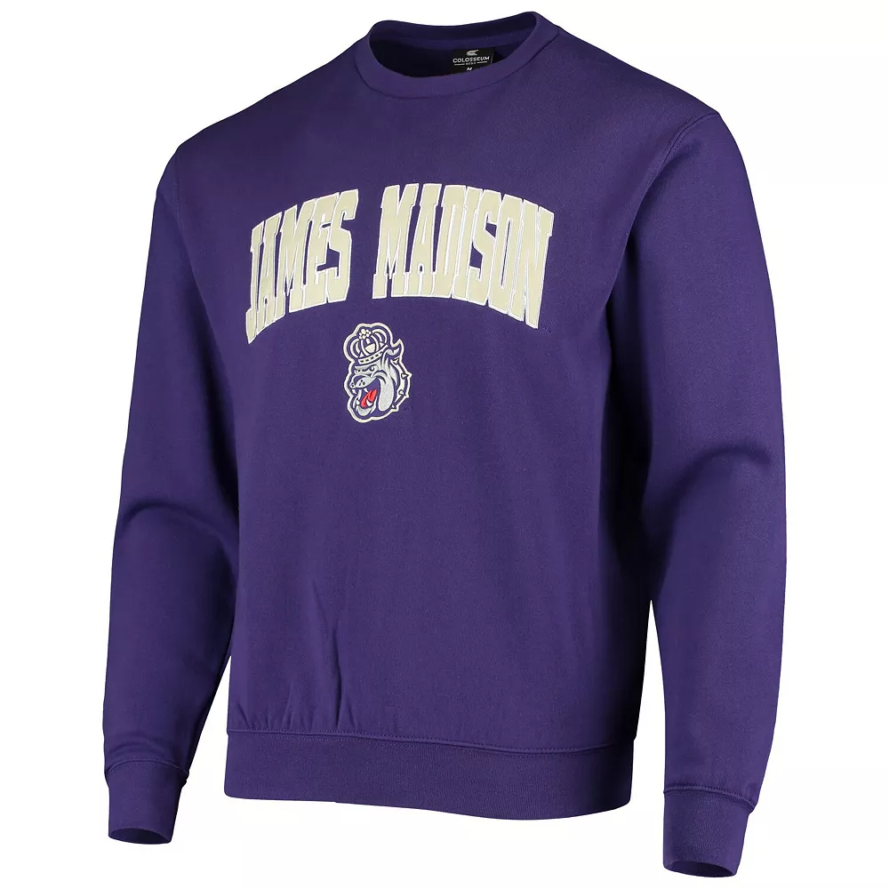 Men's Colosseum Purple James Madison Dukes Arch & Logo Tackle Twill Pullover Sweatshirt 3 Men's Colosseum Purple James Madison Dukes Arch & Logo Tackle Twill Pullover Sweatshirt - Image 3