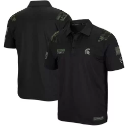 Men's Colosseum Black Michigan State Spartans OHT Military Appreciation Sierra Polo
