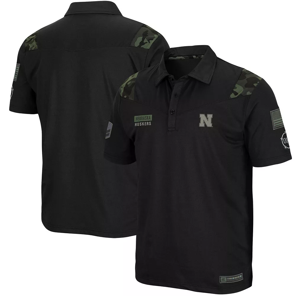 Men's Colosseum Black Nebraska Huskers OHT Military Appreciation Sierra Polo 2 Men's Colosseum Black Nebraska Huskers OHT Military Appreciation Sierra Polo - Image 2