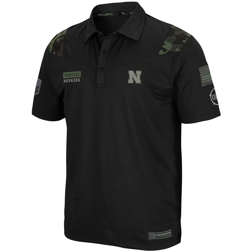 Men's Colosseum Black Nebraska Huskers OHT Military Appreciation Sierra Polo 3 Men's Colosseum Black Nebraska Huskers OHT Military Appreciation Sierra Polo - Image 3