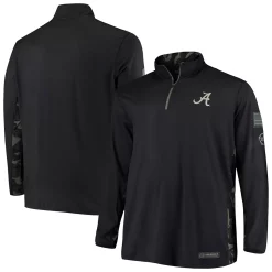 Men's Colosseum Black Alabama Crimson Tide OHT Military Appreciation Big & Tall Quarter-Zip Jacket