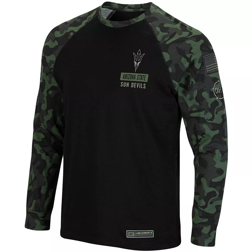 Men's Colosseum Black Arizona State Sun Devils OHT Military Appreciation Camo Raglan Long Sleeve T-Shirt 3 Men's Colosseum Black Arizona State Sun Devils OHT Military Appreciation Camo Raglan Long Sleeve T-Shirt - Image 3
