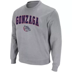 Men's Colosseum Heathered Gray Gonzaga Bulldogs Arch & Logo Tackle Twill Pullover Sweatshirt -Colosseum shop 4859673 ALT2