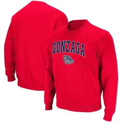 Men's Colosseum Red Gonzaga Bulldogs Arch & Logo Tackle Twill Pullover Sweatshirt