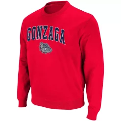 Men's Colosseum Red Gonzaga Bulldogs Arch & Logo Tackle Twill Pullover Sweatshirt -Colosseum shop 4859692 ALT2