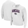 Men's Colosseum White Gonzaga Bulldogs Arch & Logo Tackle Twill Pullover Sweatshirt