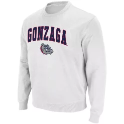 Men's Colosseum White Gonzaga Bulldogs Arch & Logo Tackle Twill Pullover Sweatshirt -Colosseum shop 4859716 ALT2