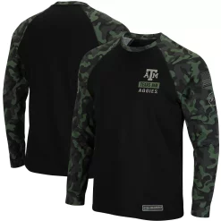 Men's Colosseum Black Texas A&M Aggies OHT Military Appreciation Camo Raglan Long Sleeve T-Shirt -Colosseum shop 4859812 ALT