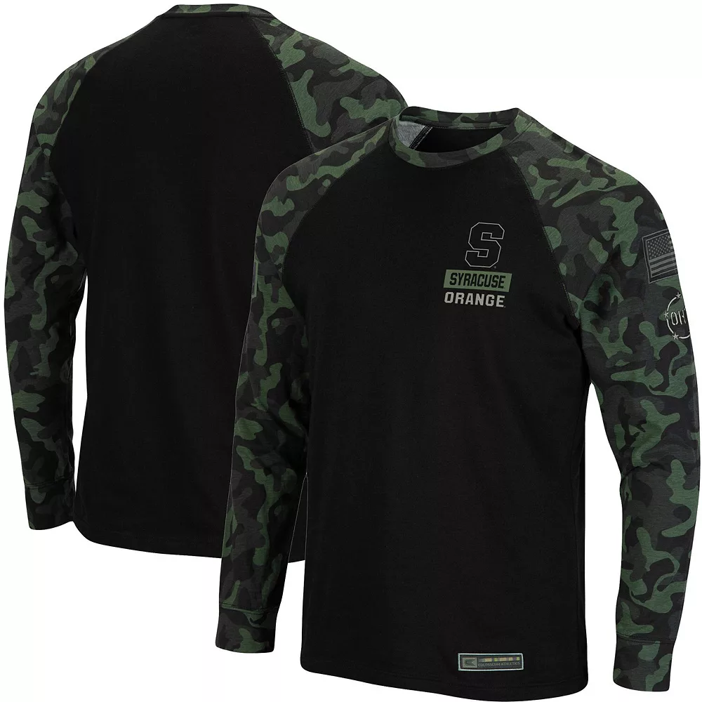 Men's Colosseum Black Syracuse Orange OHT Military Appreciation Camo Raglan Long Sleeve T-Shirt 1 Men's Colosseum Black Syracuse Orange OHT Military Appreciation Camo Raglan Long Sleeve T-Shirt