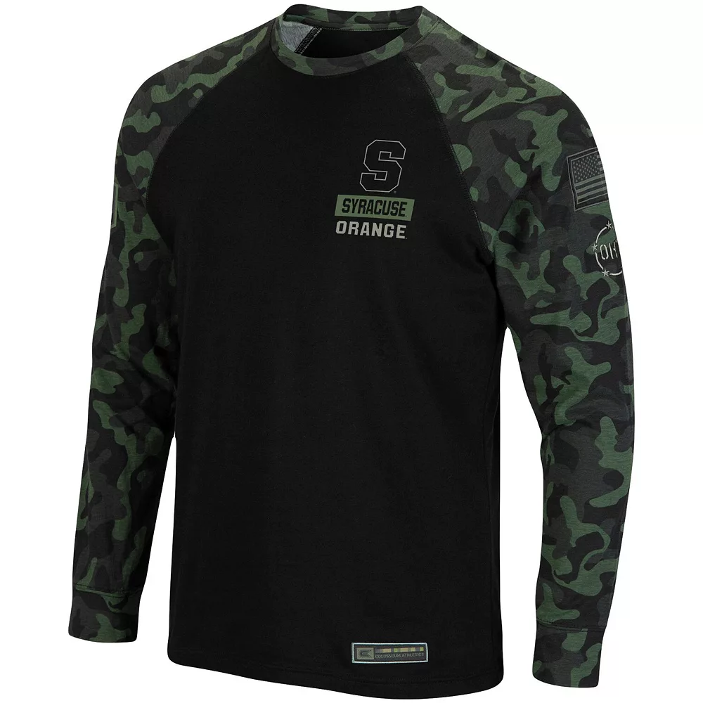 Men's Colosseum Black Syracuse Orange OHT Military Appreciation Camo Raglan Long Sleeve T-Shirt 2 Men's Colosseum Black Syracuse Orange OHT Military Appreciation Camo Raglan Long Sleeve T-Shirt - Image 2