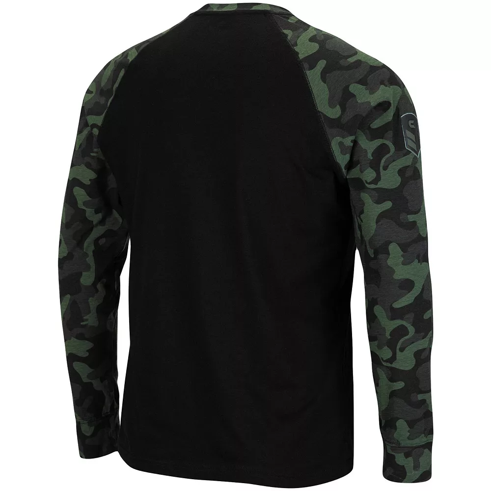 Men's Colosseum Black Syracuse Orange OHT Military Appreciation Camo Raglan Long Sleeve T-Shirt 3 Men's Colosseum Black Syracuse Orange OHT Military Appreciation Camo Raglan Long Sleeve T-Shirt - Image 3